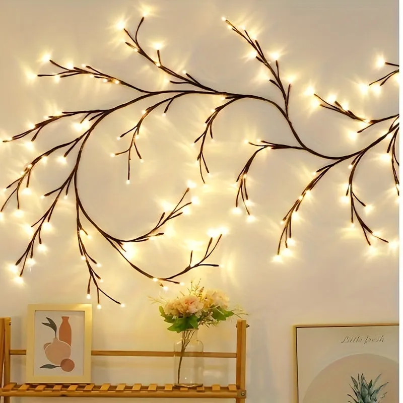 1 Pack, Branch String Lights, Tree Branch String Lights USB Powered Lighted Globe Lights Rattan Fairy Lights For Bedroom Window Wall Decor (144LEDs Willow Vine Lights)