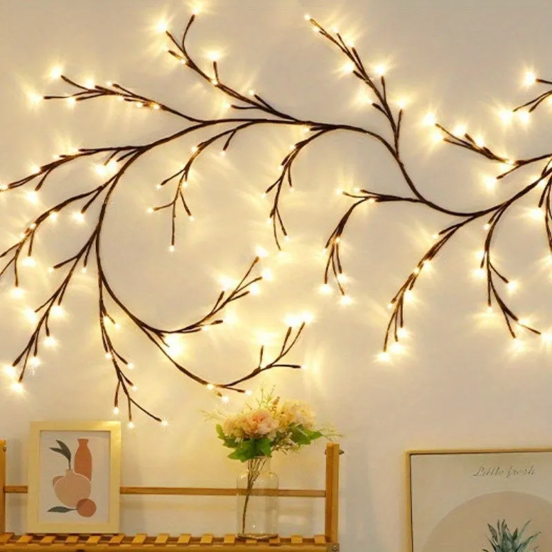 1 Pack, Branch String Lights, Tree Branch String Lights USB Powered Lighted Globe Lights Rattan Fairy Lights For Bedroom Window Wall Decor (144LEDs Willow Vine Lights)