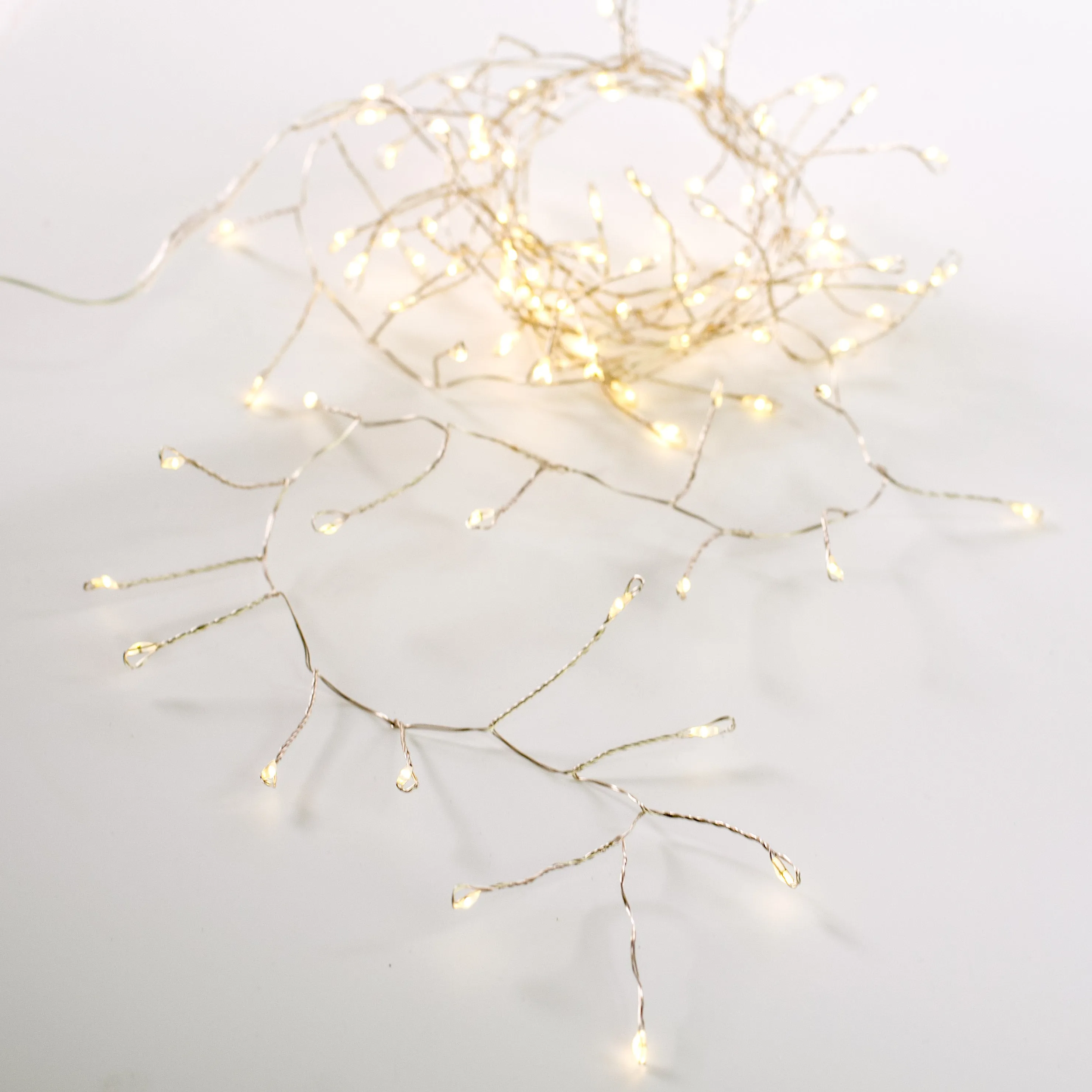 100 LED Battery Lights On Wire: Warm White