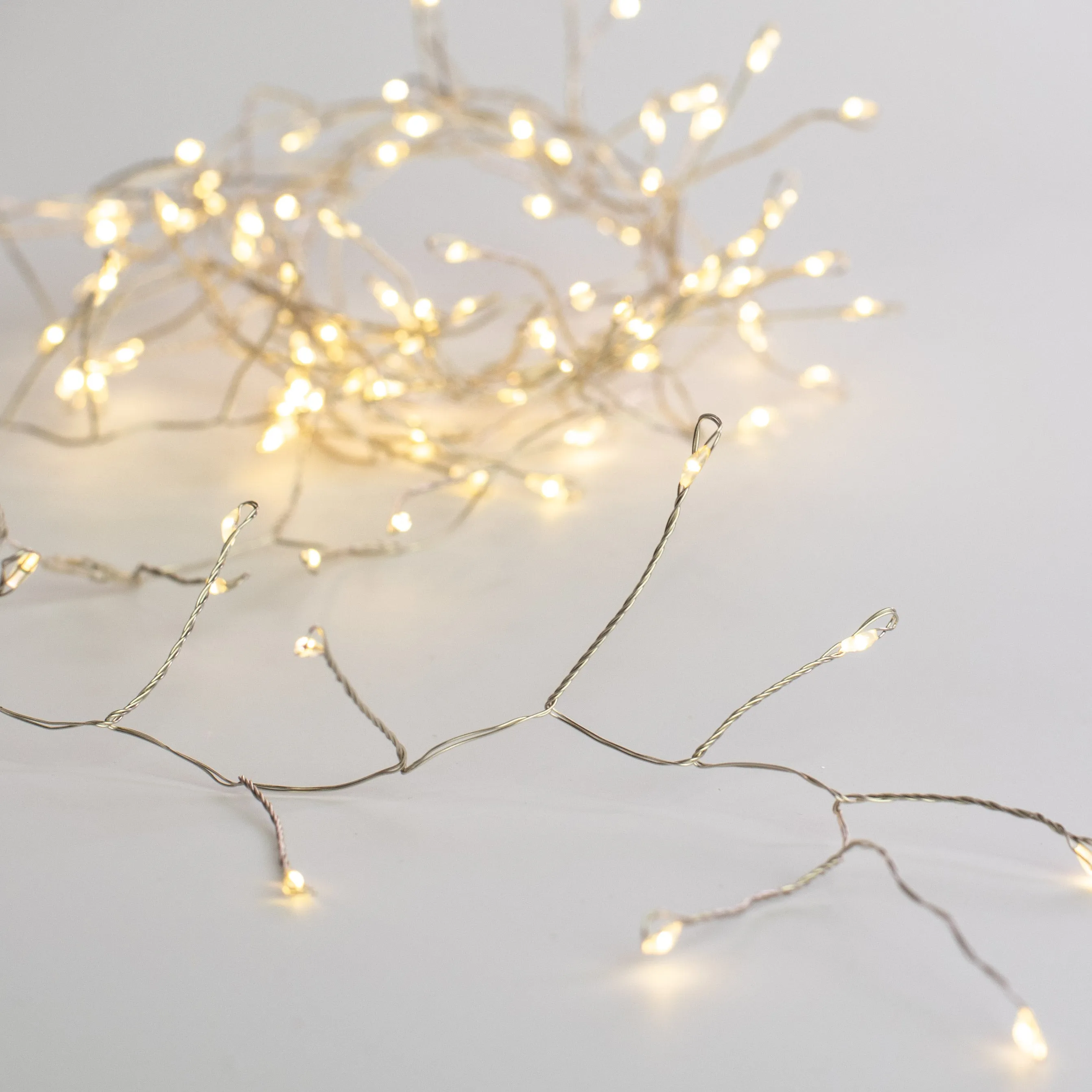 100 LED Battery Lights On Wire: Warm White