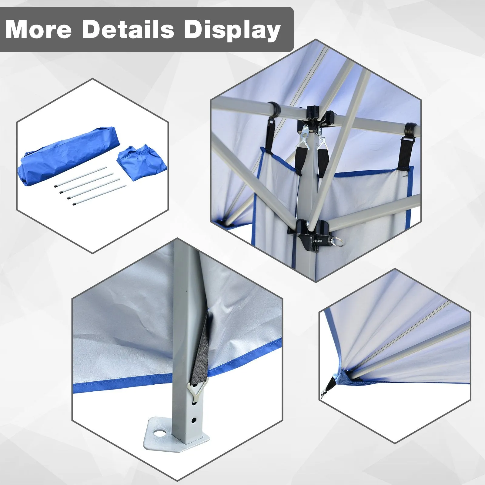 11x11 ft Outdoor Pop Up Party Tent with Carrying Bag - Blue