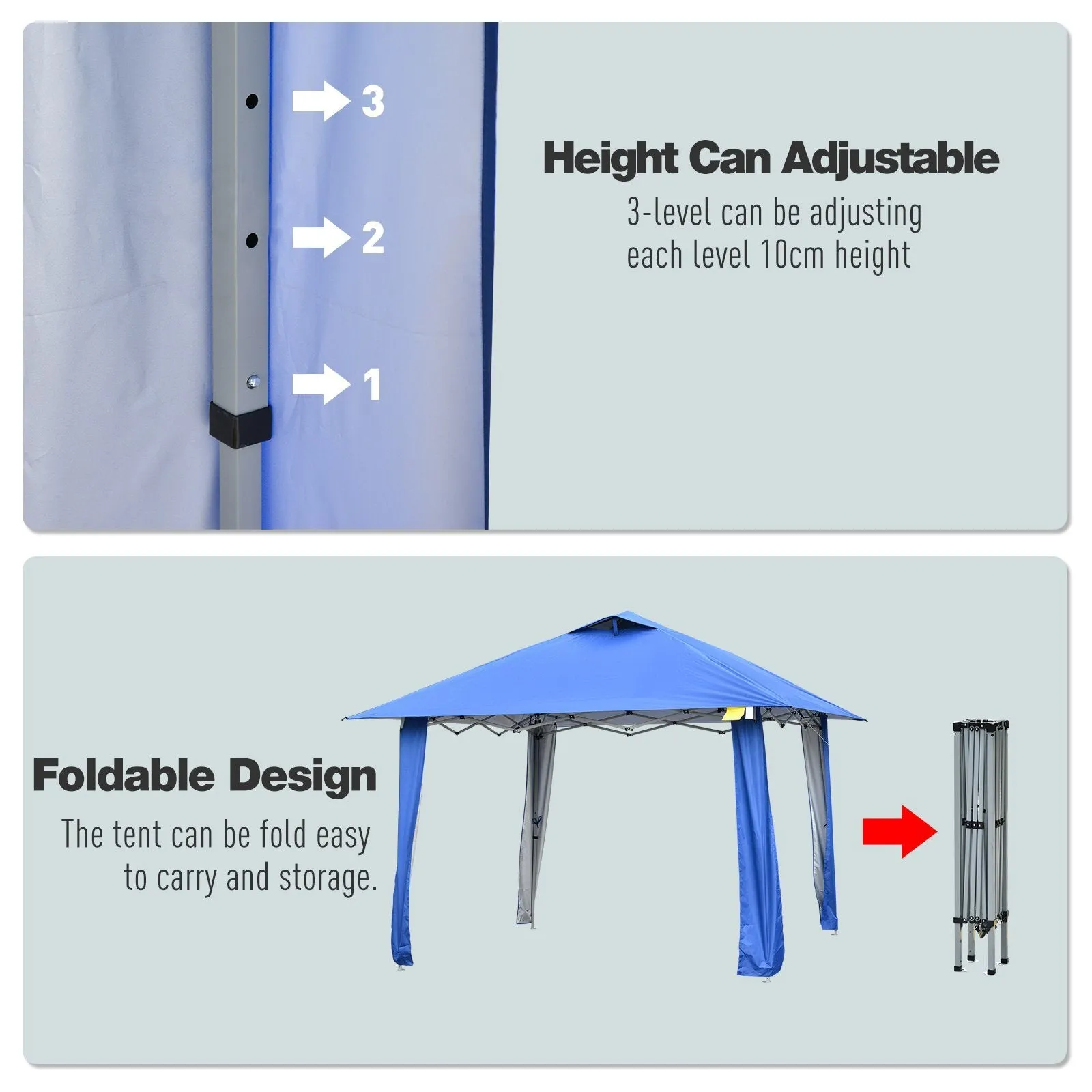 11x11 ft Outdoor Pop Up Party Tent with Carrying Bag - Blue