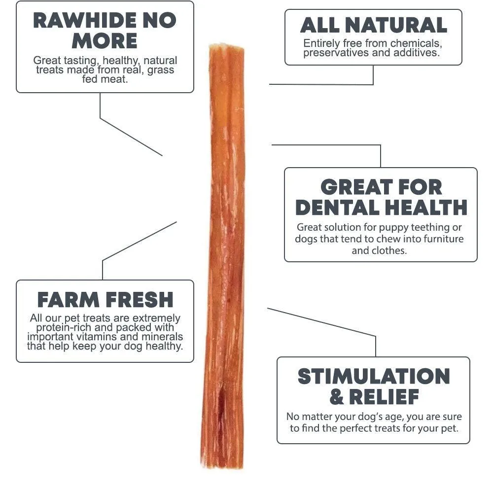 12" Thin Bully Sticks for Large & Extra Large Dogs