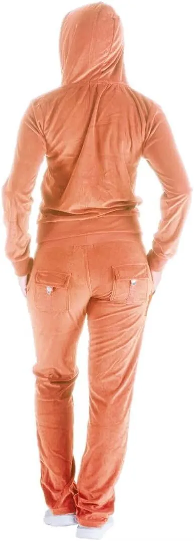 2 Piece Outfits Velour Tracksuit Womens Sweatpants and Sweatshirt Sweatsuits Set Velvet Fall Hoodies and Pants