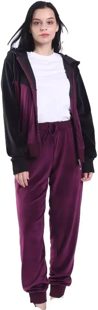 2 Piece Outfits Velour Tracksuit Womens Sweatpants and Sweatshirt Sweatsuits Set Velvet Fall Hoodies and Pants