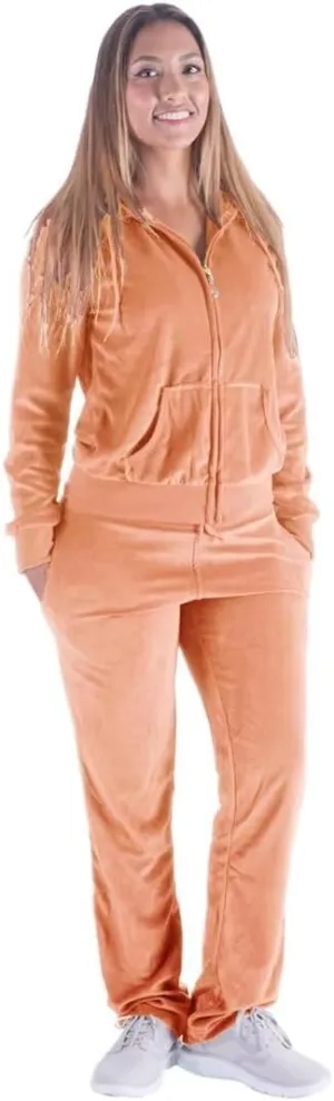2 Piece Outfits Velour Tracksuit Womens Sweatpants and Sweatshirt Sweatsuits Set Velvet Fall Hoodies and Pants