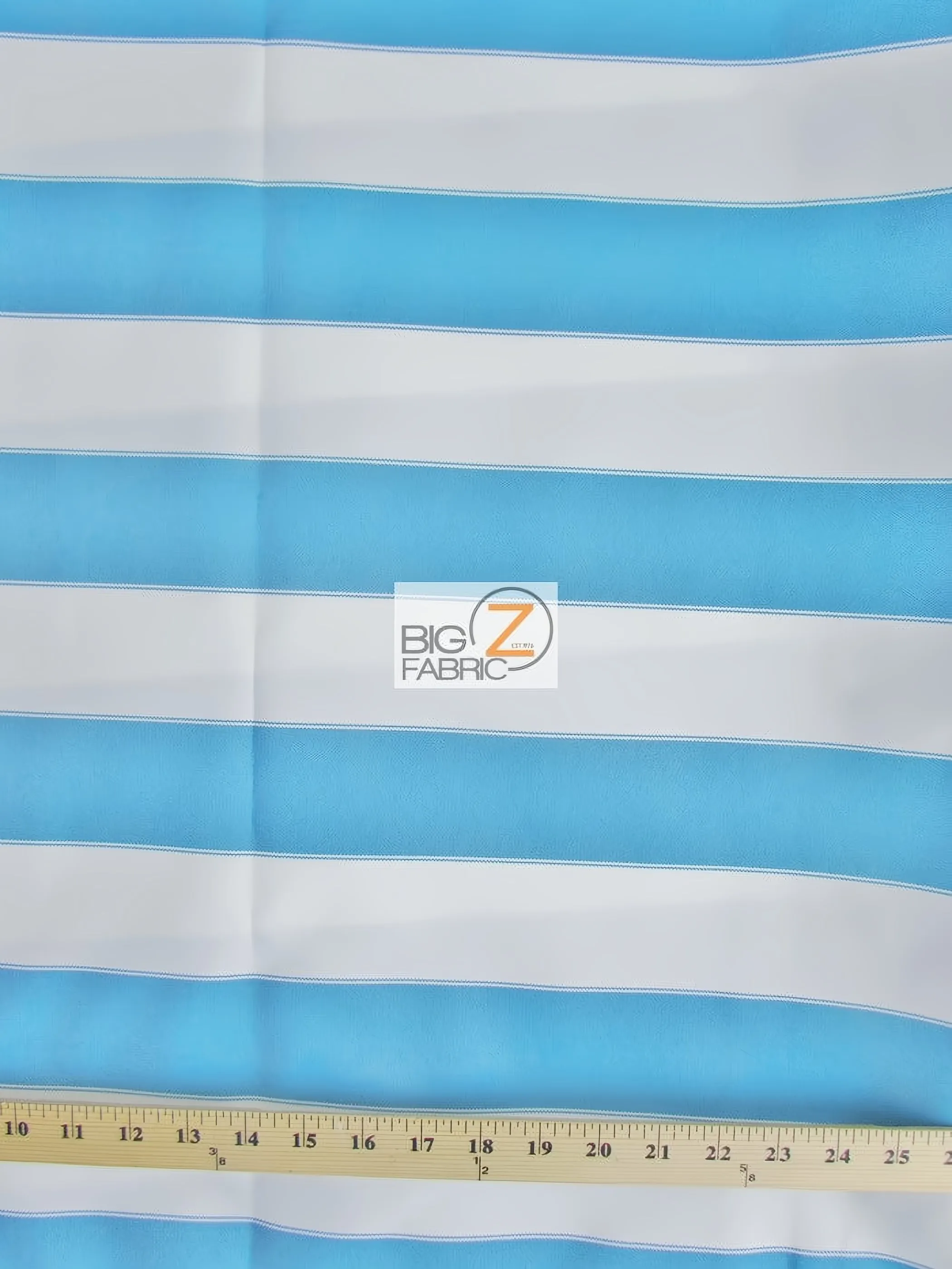2 Tone Stripe Deck Canvas Outdoor Waterproof Fabric / Aqua/White / Sold By The Yard Closeout!!!