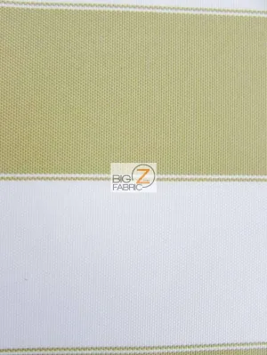 2 Tone Stripe Deck Canvas Outdoor Waterproof Fabric / Olive/Ivory / Sold By The Yard Closeout!!!