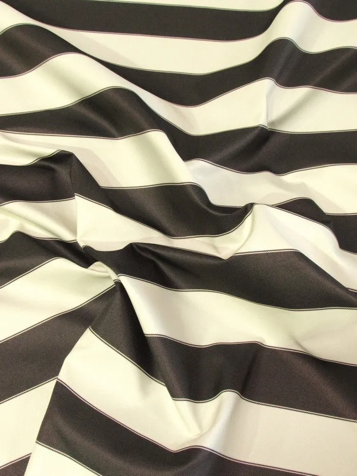 2 Tone Stripe Deck Canvas Outdoor Waterproof Fabric / Olive/Ivory / Sold By The Yard Closeout!!!