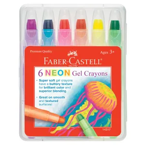 6 Neon Gel Crayons in Storage Case - #14317