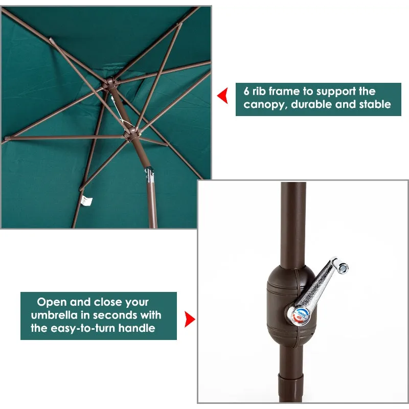6.5x10ft Adjustable Garden Umbrella - Green