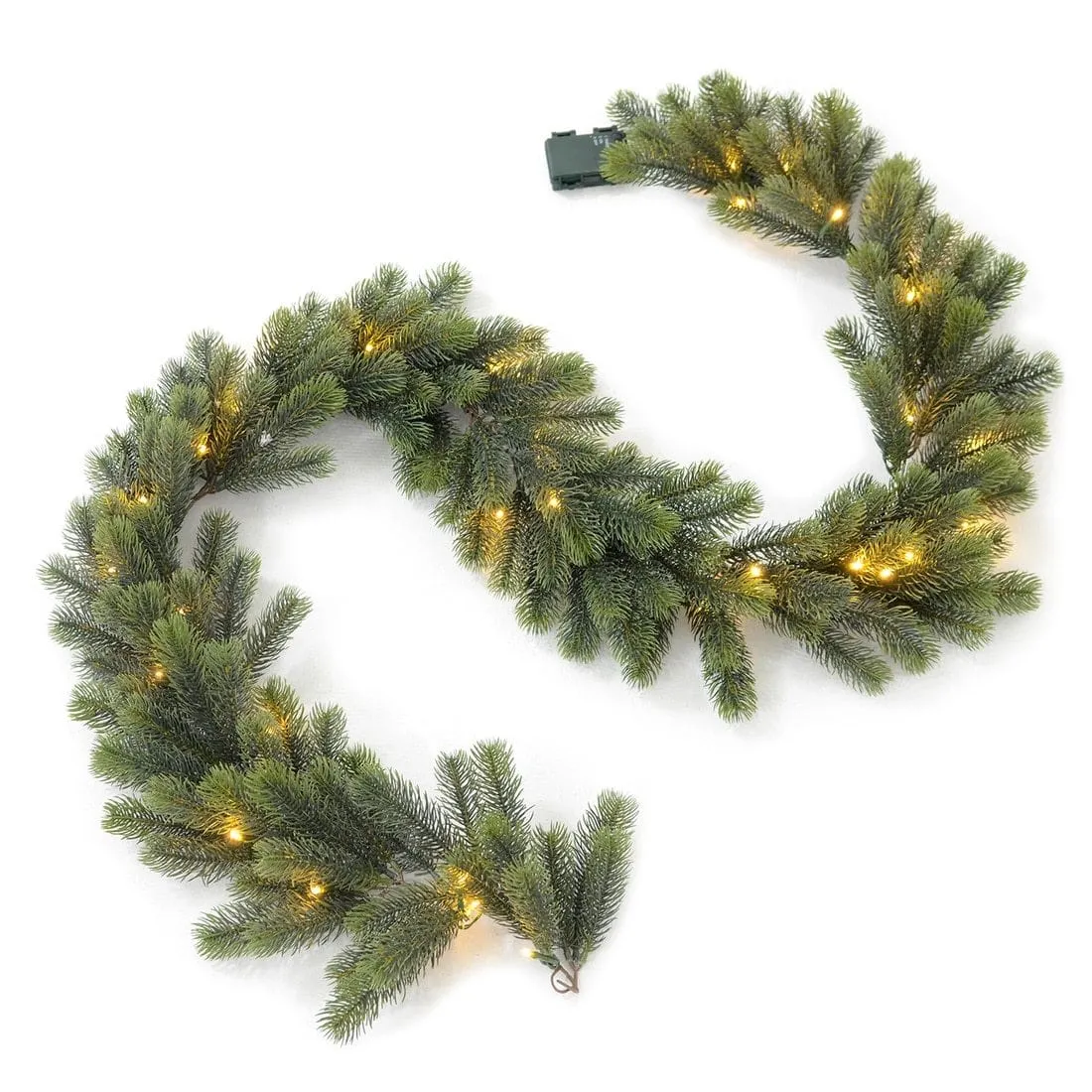 6ft Pre-Lit Green Christmas Garland Indoor/Outdoor With Timer