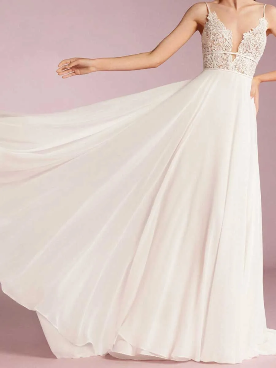 A Line V Neck Halter Top Wedding Dresses
