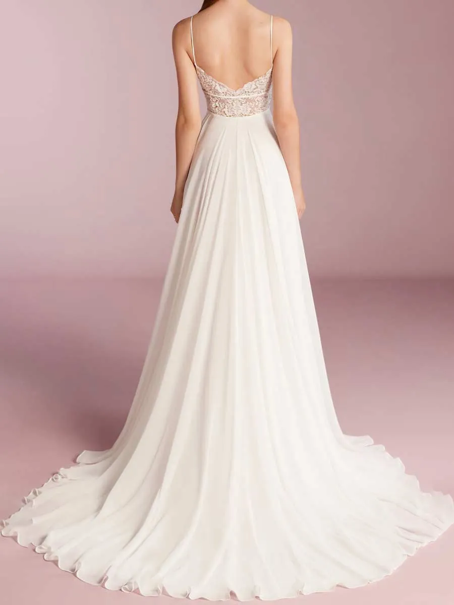 A Line V Neck Halter Top Wedding Dresses