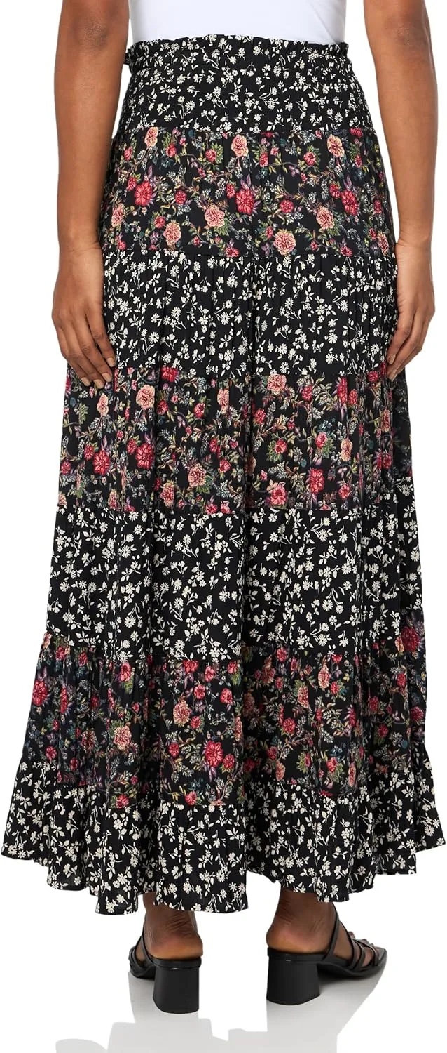 Angie Women's Smocked Waist Fill Sweep Maxi Skirt