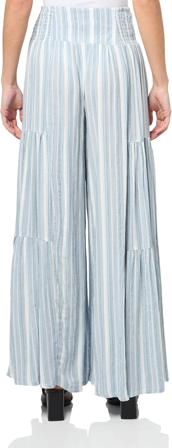 Angie Women's Tie Waist Tiered Wide Leg Pants