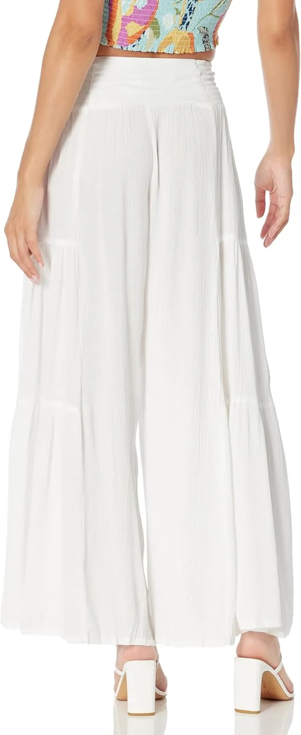 Angie Women's Tie Waist Tiered Wide Leg Pants