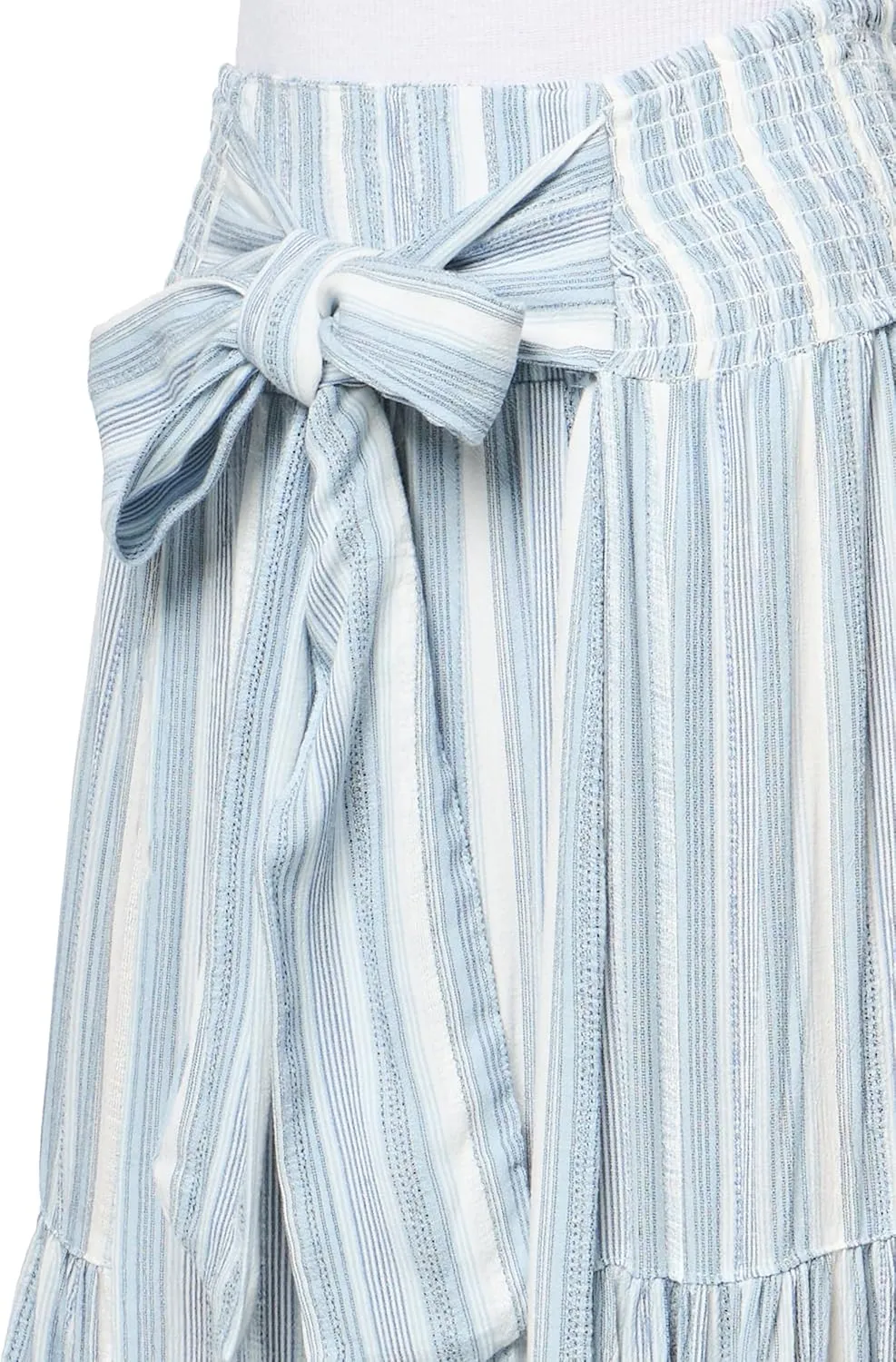 Angie Women's Tie Waist Tiered Wide Leg Pants