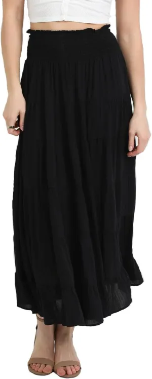 Angie Women's Tiered Maxi Skirt with Smocked Waistband