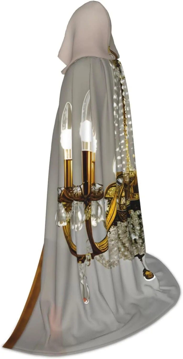Ball Room Chandelier Print Cloak with Hood Hooded Cloak Dress-Up Robes Cloaks Perfect for Halloween Cosplay Costumes