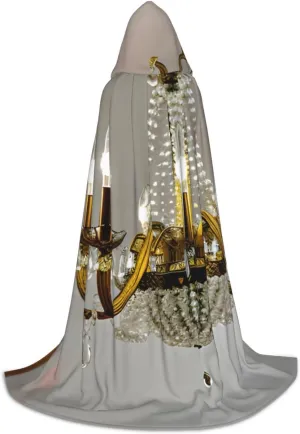 Ball Room Chandelier Print Cloak with Hood Hooded Cloak Dress-Up Robes Cloaks Perfect for Halloween Cosplay Costumes