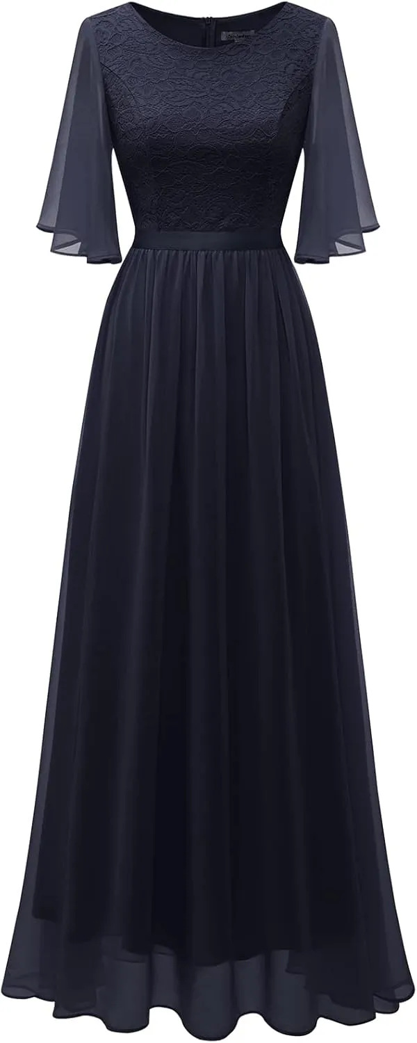 Bbonlinedress Womens Lace Bridesmaid Formal Evening Gowns Prom Chiffon Wedding Guest Dress