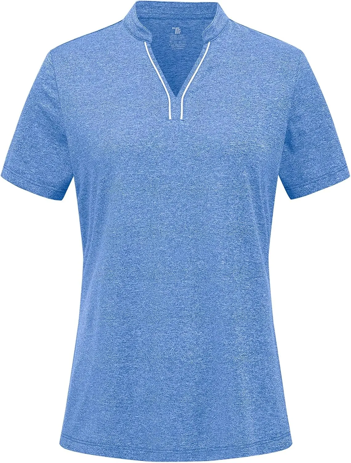 BGOWATU Women's Golf Polo Shirts Short Sleeve Collarless Y-Neck Tennis Tops Quick Dry UPF 50  Workout Shirt Lightweight
