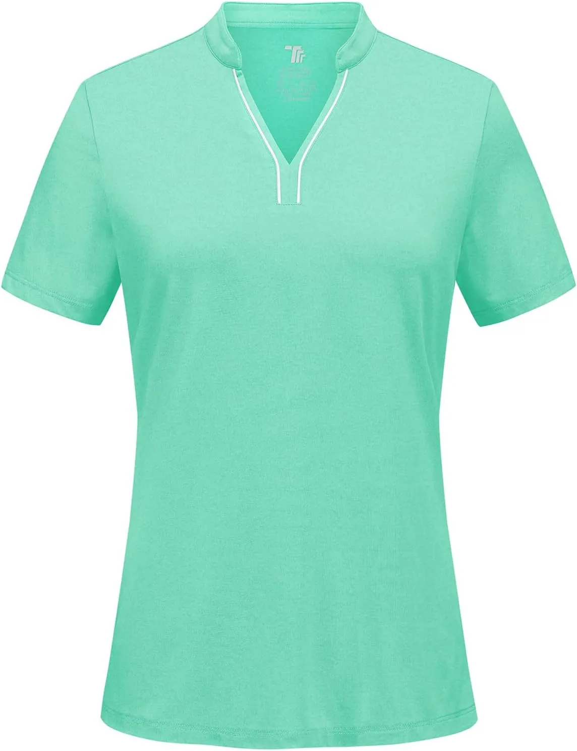 BGOWATU Women's Golf Polo Shirts Short Sleeve Collarless Y-Neck Tennis Tops Quick Dry UPF 50  Workout Shirt Lightweight