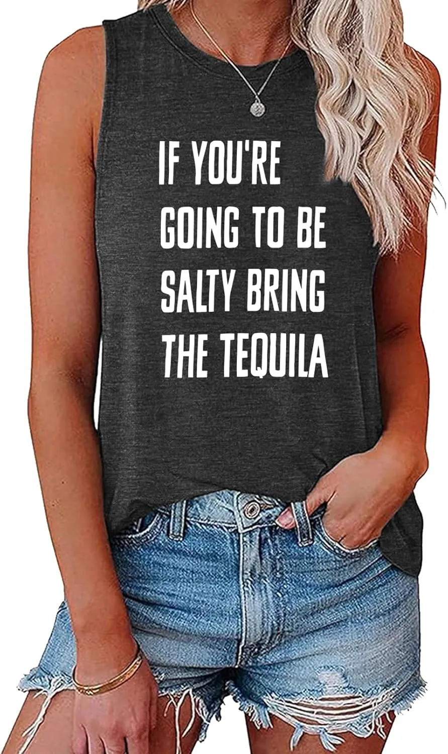 BLACKMYTH Women Funny IF You're Going Tank Top Sleeveless Graphic Workout Tunic
