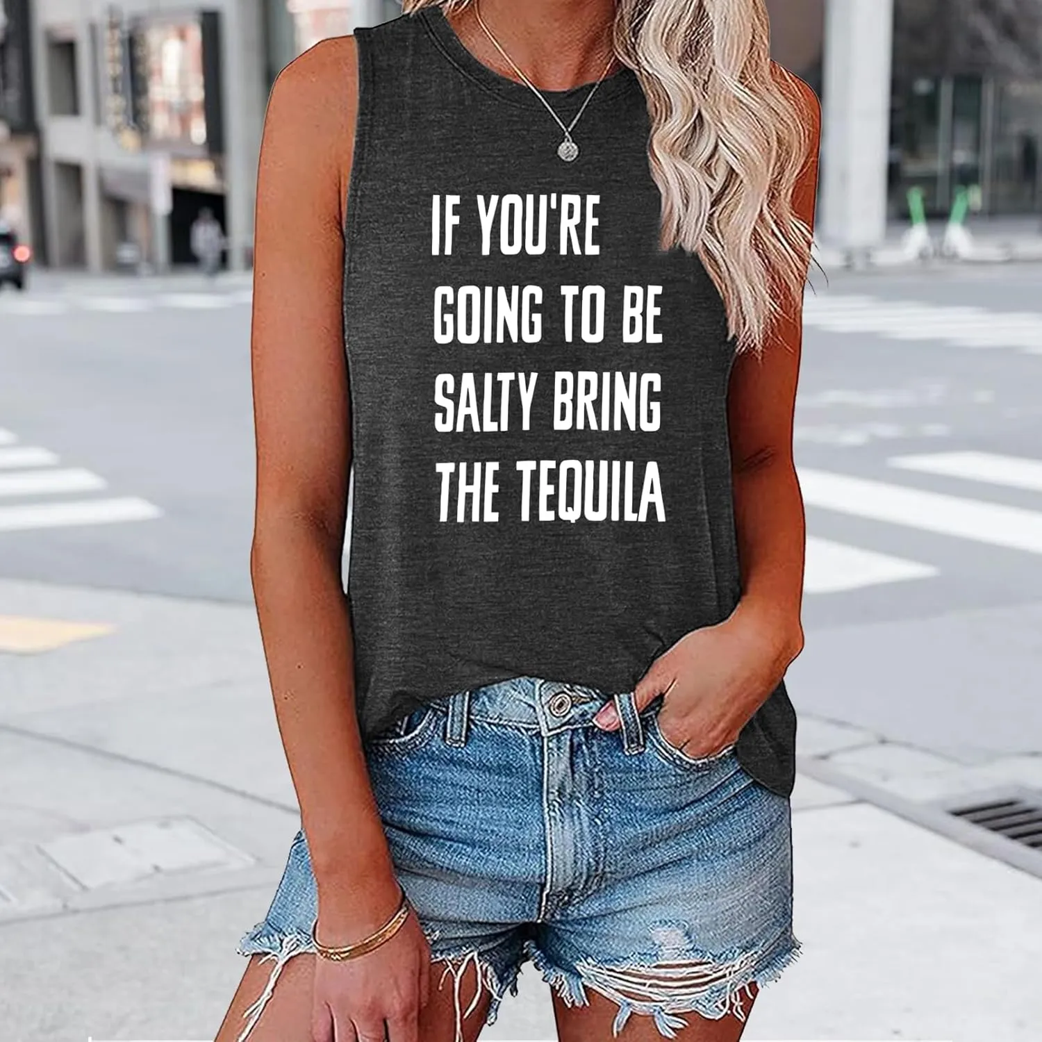 BLACKMYTH Women Funny IF You're Going Tank Top Sleeveless Graphic Workout Tunic