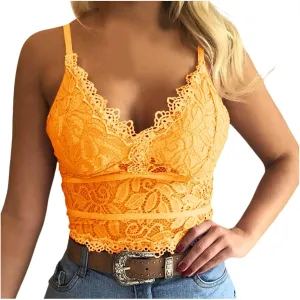 Bralettes for Women Lace Camisole Y2K Tank Top Strappy Cami Unpadded Bra Lingerie Crop Tops Outfits Everyday Bras