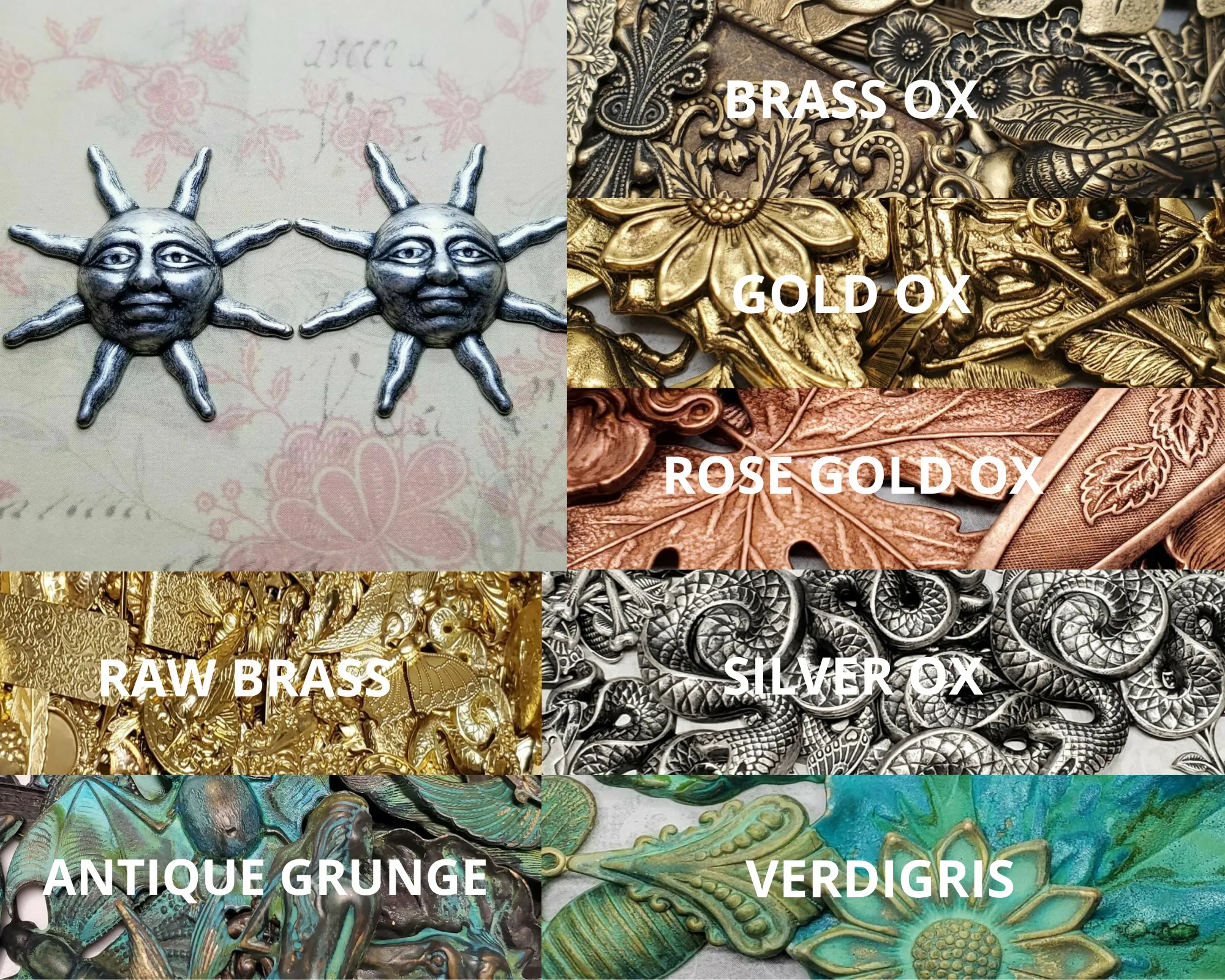 Brass Sunshine Stampings x 2 - 52309A.