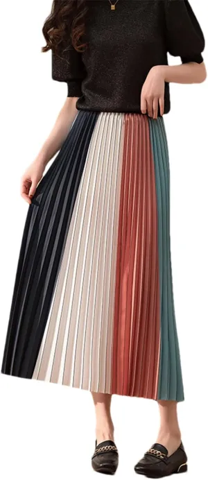 Butterfly Print Pleated Long Skirt Women Spring Summer A Line High Waist Midi Skirt