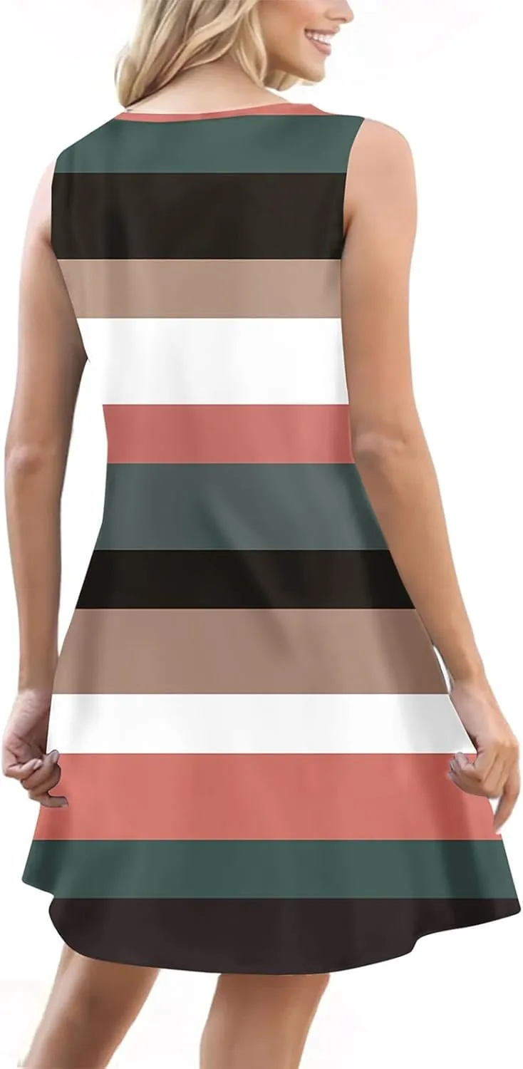 Button Down Sundress for Women 2025 Summer Sleeveless Floral Print Dresses Casual A Line Pleated Dress with Pocket