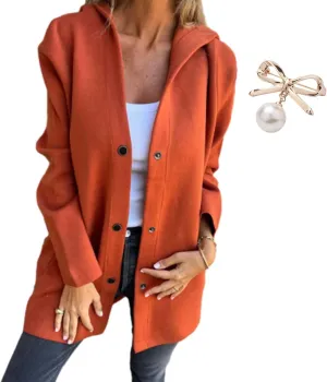 Casual Single Breasted Hooded Jacket, Jasmine | Casual Hooded Jacket, Hooded Trench Coat for Women
