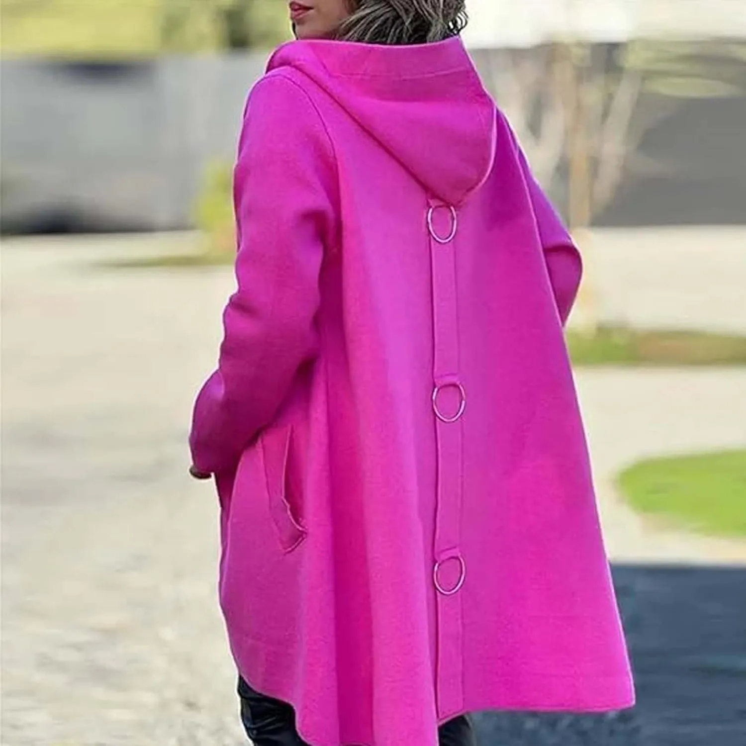 Casual Single Breasted Hooded Jacket, Jasmine | Casual Hooded Jacket, Hooded Trench Coat for Women