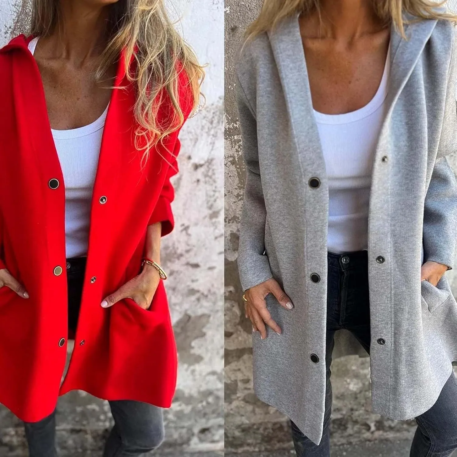 Casual Single Breasted Hooded Jacket, Jasmine | Casual Hooded Jacket, Hooded Trench Coat for Women
