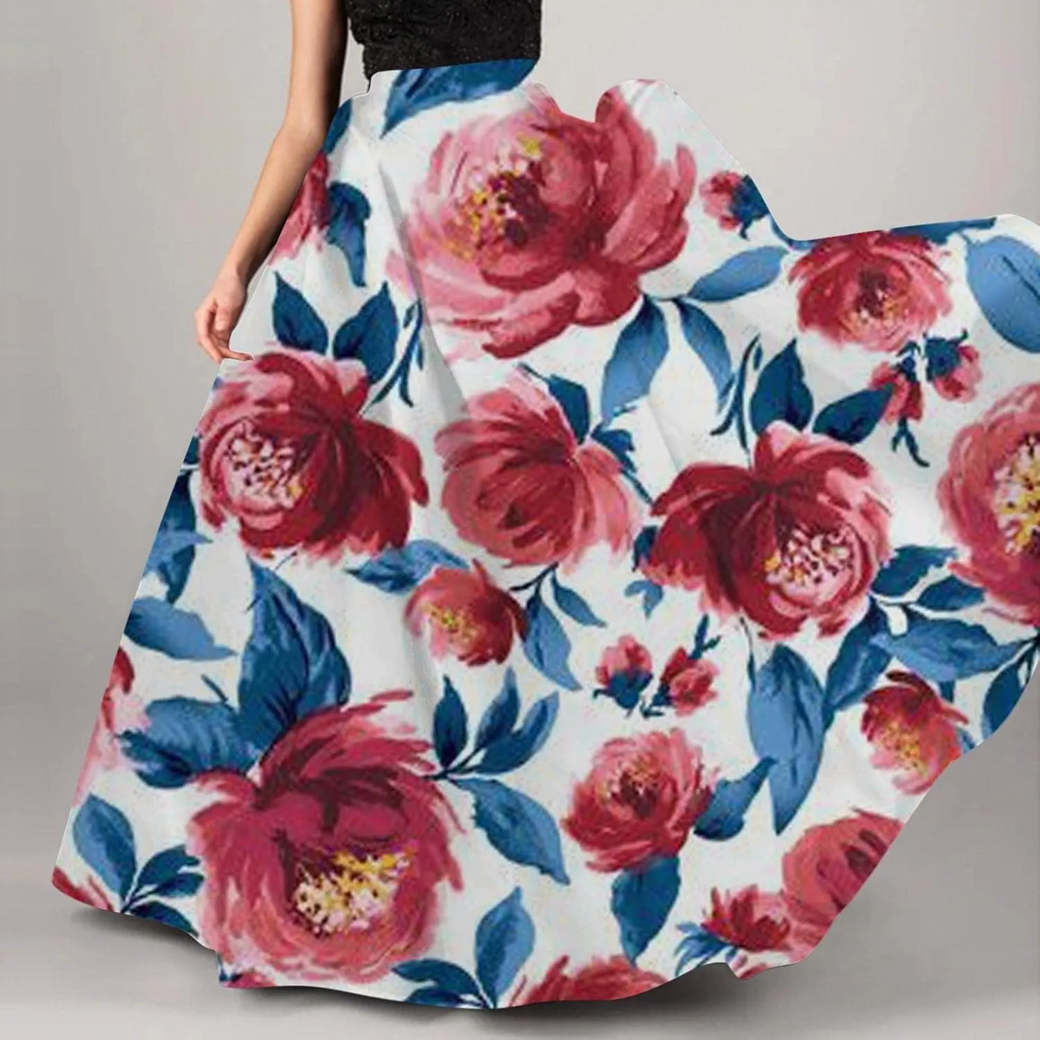 Casual Summer Skirt for Women 2023 Boho High Waist Boho Printed Loose Hem Swing Long Maxi Skirt with Pocket Party Flowy