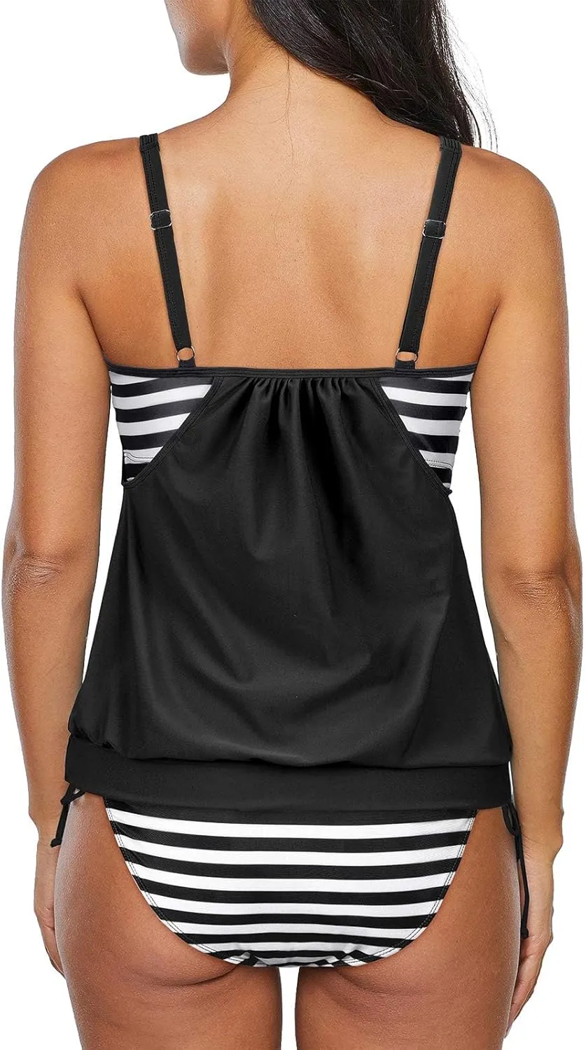 Century Star 2025 Women's Tummy Control Tankini Swimsuit 2 Piece Modest Print Tankini Bathing Suit Tops with Short
