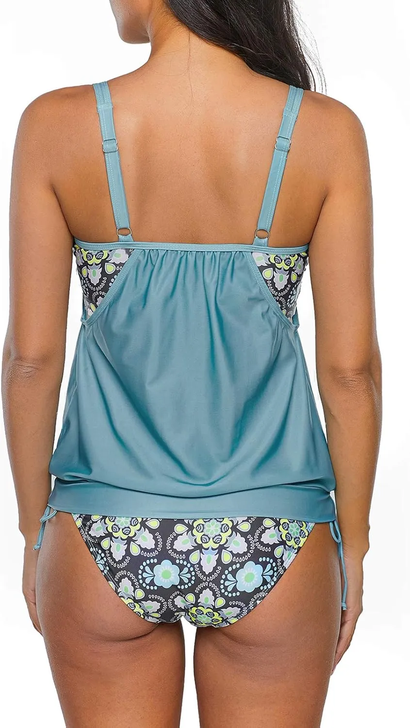 Century Star 2025 Women's Tummy Control Tankini Swimsuit 2 Piece Modest Print Tankini Bathing Suit Tops with Short