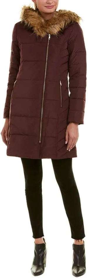 Cole Haan Women's Taffeta Quilted Down Coat with Hood