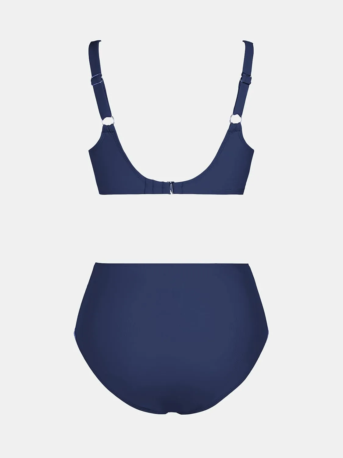 CUPSHE Women's Bikini Sets High Waisted Swimsuit Underwire Adjustable Straps Twisted Hook Full Coverage Bottom