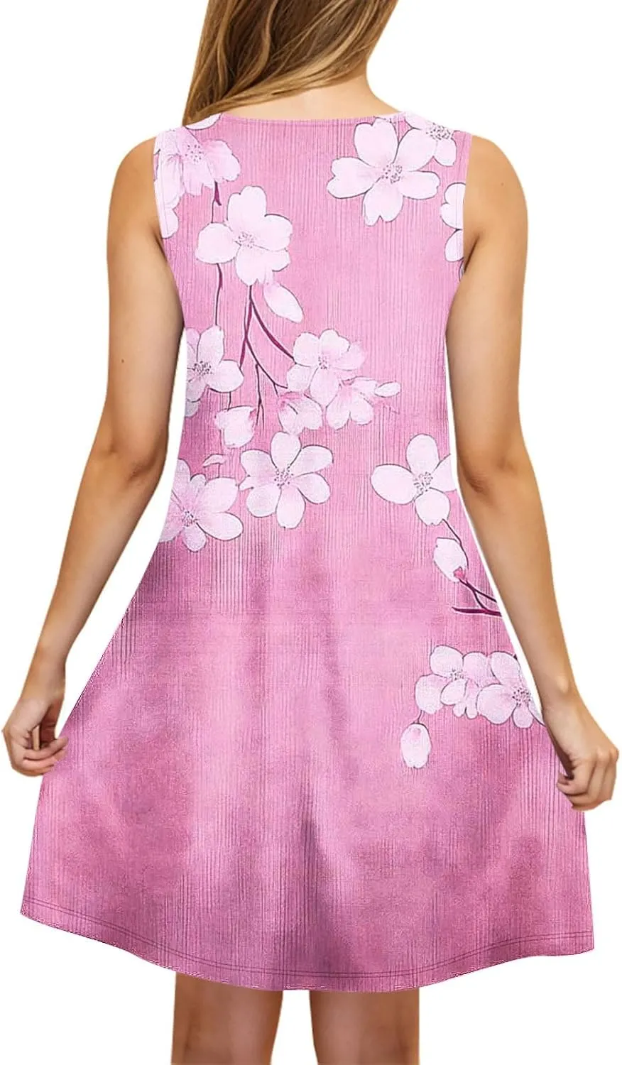 Dresses for Women 2025 Casual Floral Print Sleeveless Crewneck Flowy Mini Dress A Line Summer Beach Vacation Sundress
