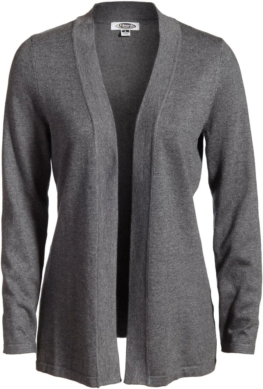 Edwards Garment Women's Longer Length Open Front Cardigan, Smoke Heather, L