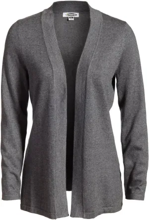 Edwards Garment Women's Longer Length Open Front Cardigan, Smoke Heather, L