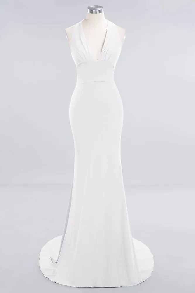 Elegant Mermaid Halter Evening Dress Simple Sleeveless Long Party Gown