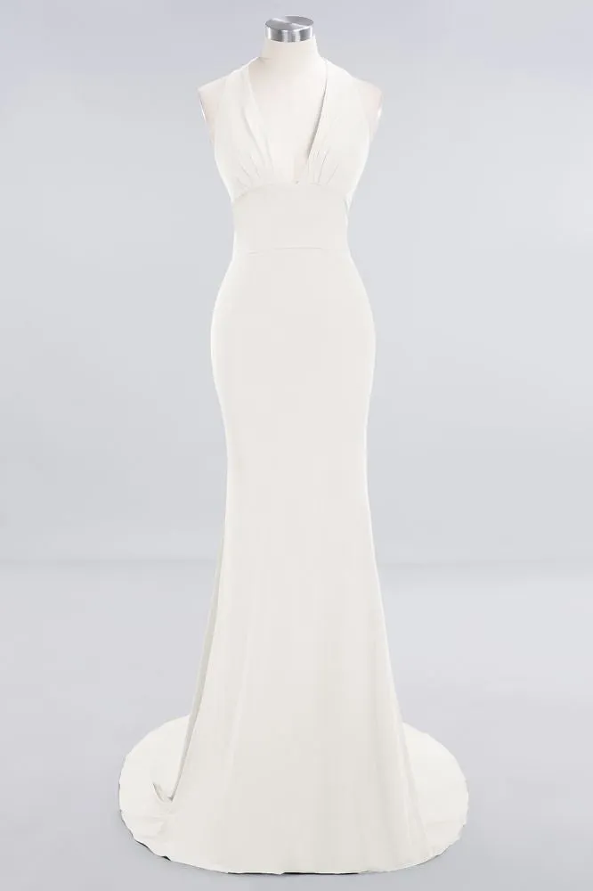 Elegant Mermaid Halter Evening Dress Simple Sleeveless Long Party Gown