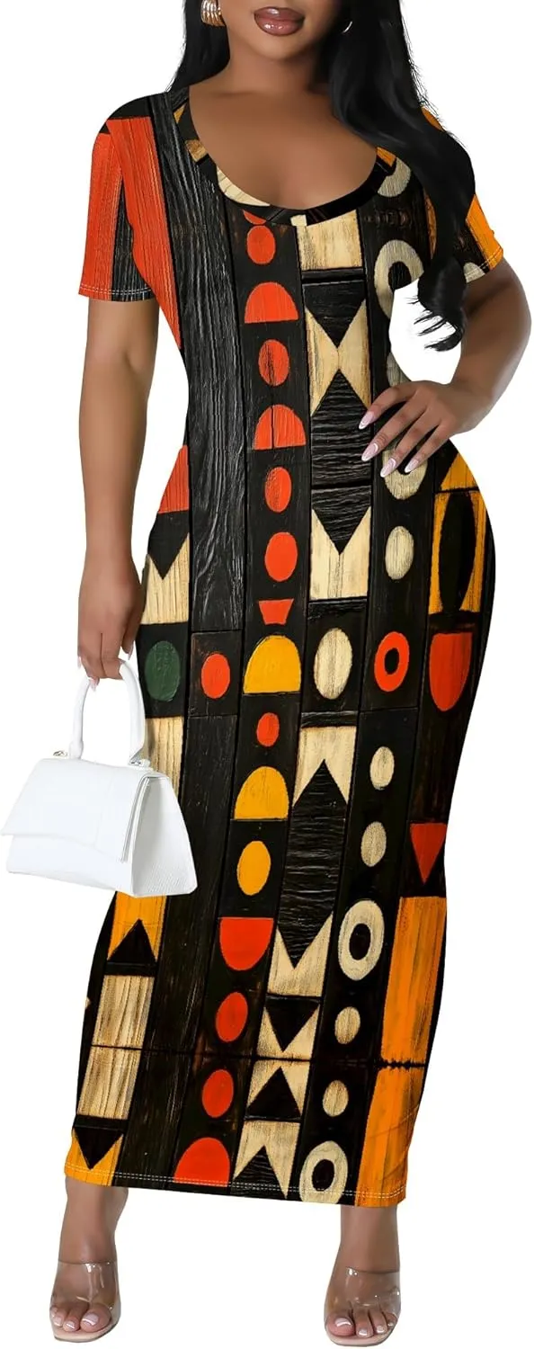 Elegant Women Summer Fashion Casual Dress Sexy Loose Short Sleeve Round Neck Sundress Club Midi Dresses