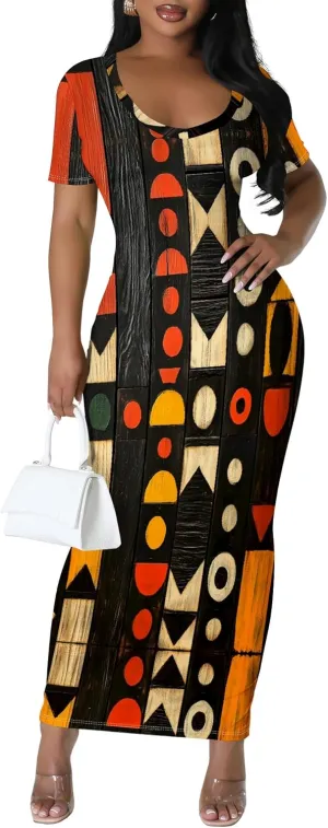 Elegant Women Summer Fashion Casual Dress Sexy Loose Short Sleeve Round Neck Sundress Club Midi Dresses