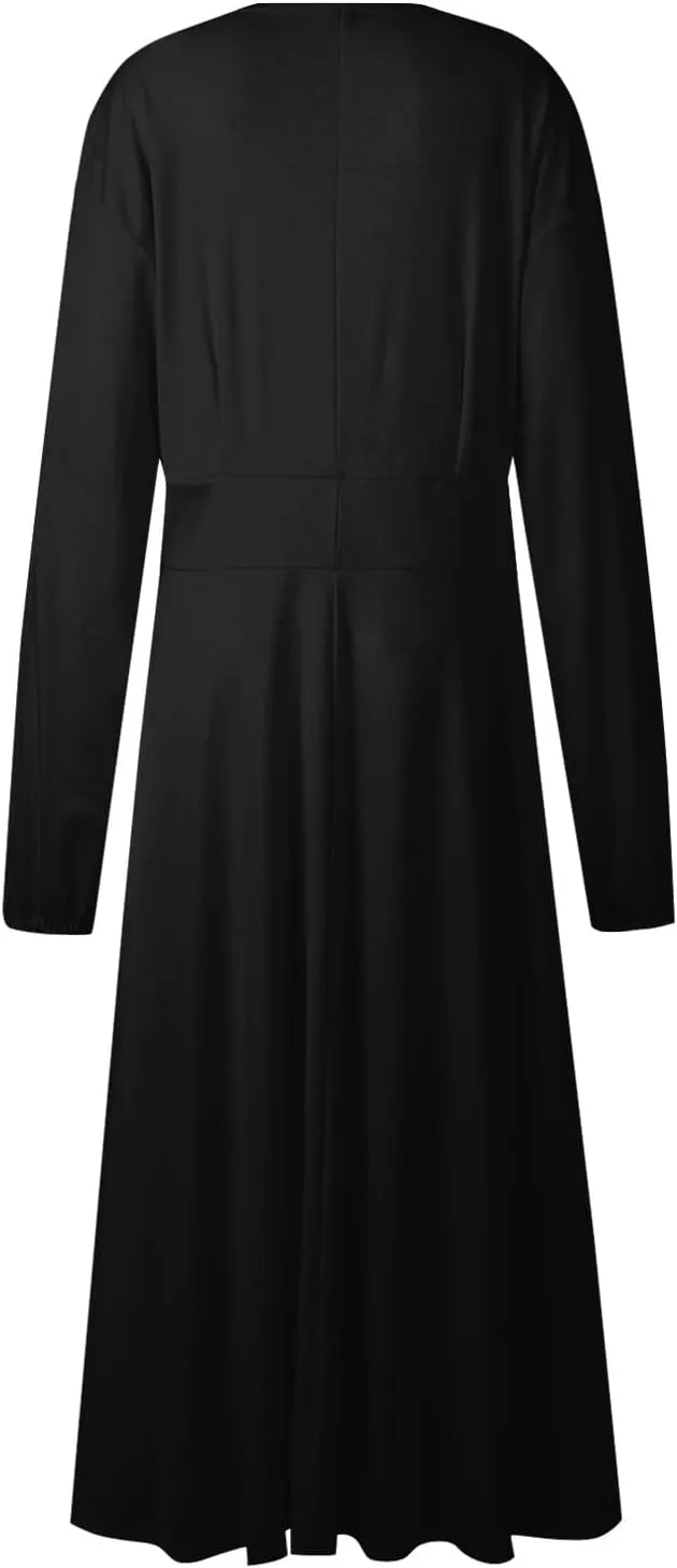 Formal Dress Women's Autumn and Winter Casual Fashion V-Neck Long Sleeve Gradient Print Long Dress